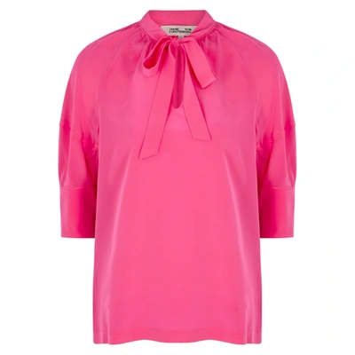 Shop Diane Von Furstenberg Lynn Pink Silk Crepe De Chine Blouse