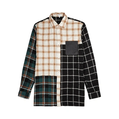 Shop Loewe Checked Panelled Overshirt In Multicoloured