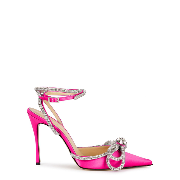 Mach & Mach 105 Fuchsia Crystal-embellished Satin Pumps | ModeSens