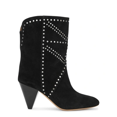 Shop Isabel Marant Deezia Studded Suede Ankle Boots In Black
