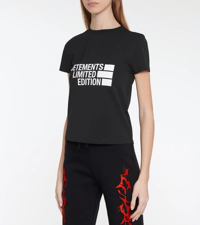 Shop Vetements Logo Stretch Cotton-jersey T-shirt In Black