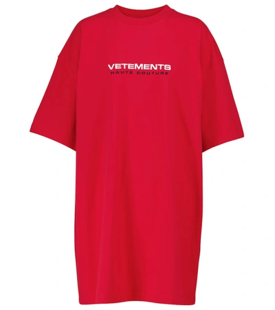 Shop Vetements Logo Cotton-jersey T-shirt In Red