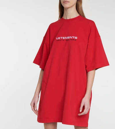 Shop Vetements Logo Cotton-jersey T-shirt In Red