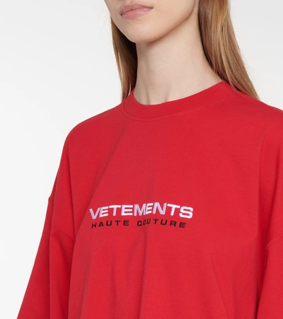 Shop Vetements Logo Cotton-jersey T-shirt In Red