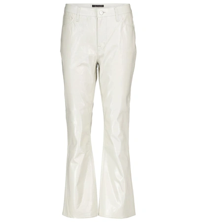 Shop J Brand Franky High-rise Leather Bootcut Jeans In White