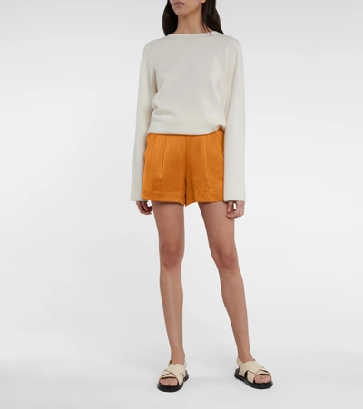 Shop Asceno Zurich Silk Satin Shorts In Orange