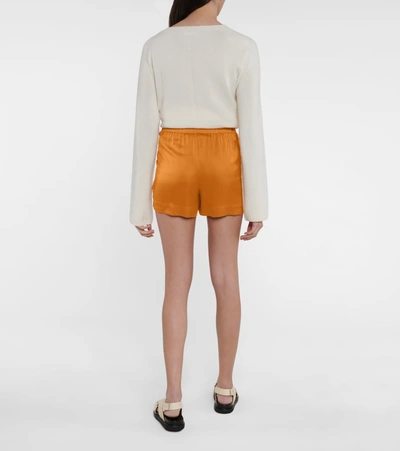 Shop Asceno Zurich Silk Satin Shorts In Orange