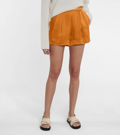 Shop Asceno Zurich Silk Satin Shorts In Orange