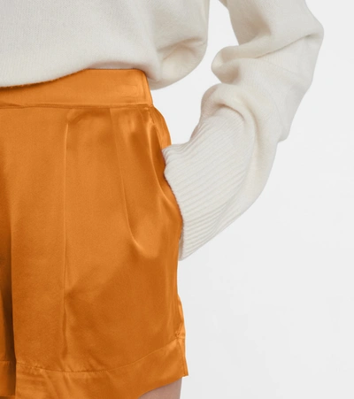 Shop Asceno Zurich Silk Satin Shorts In Orange