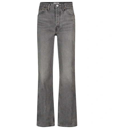 Shop Re/done 90s Loose High-rise Straight Jeans In Grey