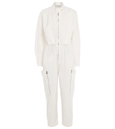 Shop Stella Mccartney Alessia Cotton And Linen-blend Jumpsuit In White
