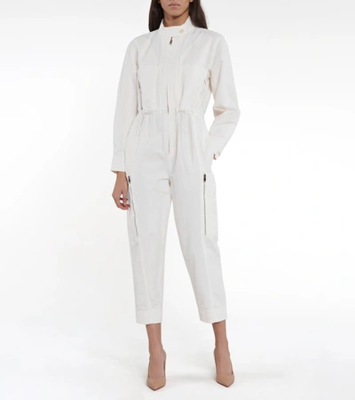 Shop Stella Mccartney Alessia Cotton And Linen-blend Jumpsuit In White