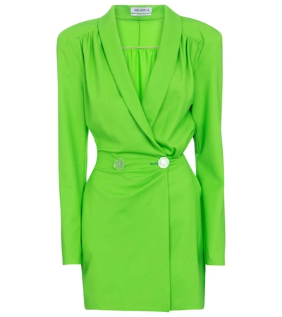 Shop Attico Wool-blend Gabardine Minidress In Green