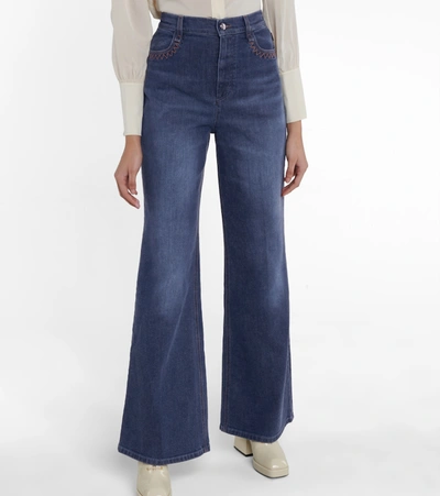 Shop Chloé High-rise Flared Jeans In Blue