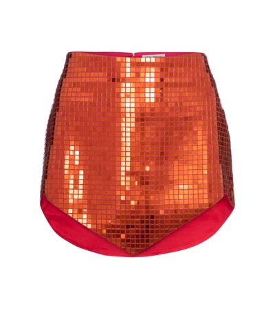 Shop Attico Sequined Miniskirt In Orange