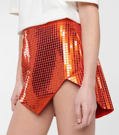 Shop Attico Sequined Miniskirt In Orange