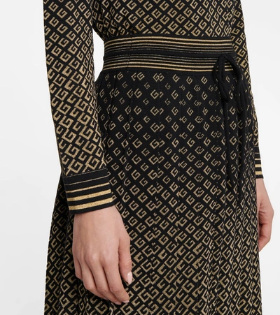 Shop Gucci Gg Jacquard Wool-blend Midi Skirt In Gold