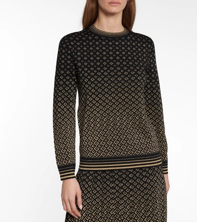Shop Gucci Gg Jacquard Wool-blend Sweater In Gold