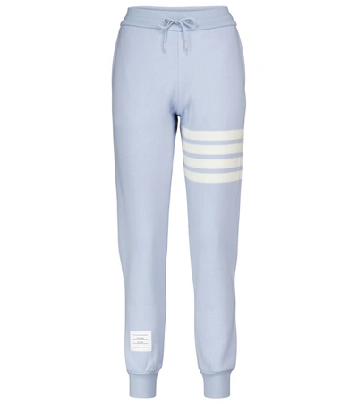 Shop Thom Browne Cashmere And Cotton-blend Sweatpants In Blue