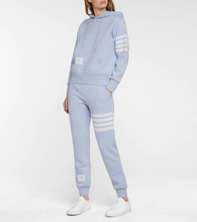 Shop Thom Browne Cashmere And Cotton-blend Sweatpants In Blue