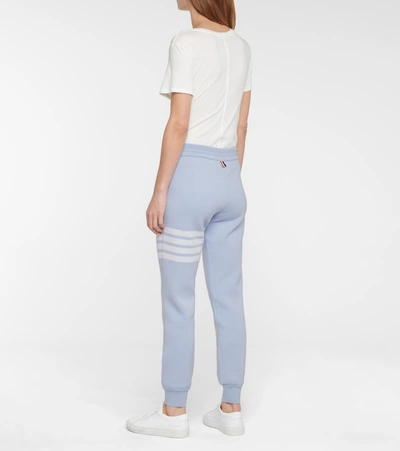 Thom Browne Double Face Cashmere Engineered 4 Bar Stripe Sweatpants In Blue