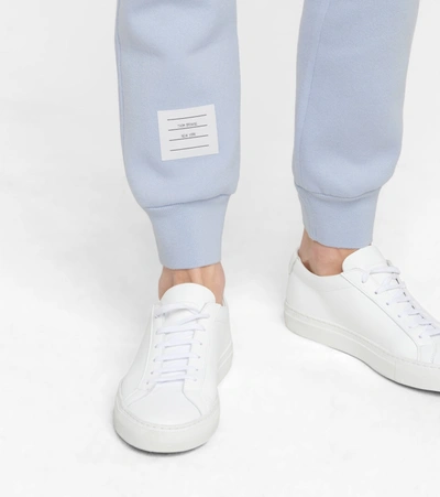 Shop Thom Browne Cashmere And Cotton-blend Sweatpants In Blue