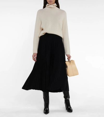 Shop Co Essentials Pleated Midi Skirt In Black