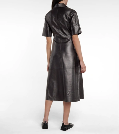 Shop Co Essentials Leather Shirt Dress In Black