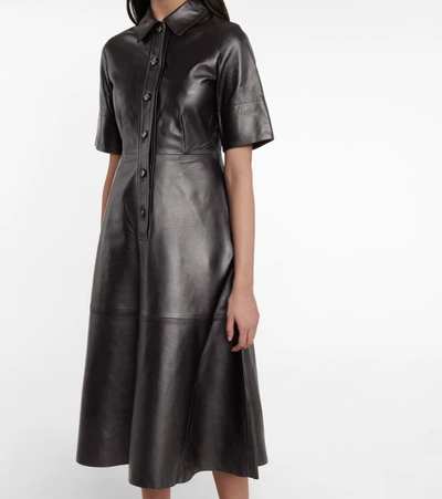 Shop Co Essentials Leather Shirt Dress In Black