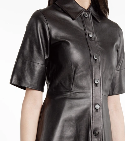 Shop Co Essentials Leather Shirt Dress In Black