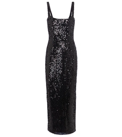 Shop Emilia Wickstead Bassett Sequined Sheath Dress In Black