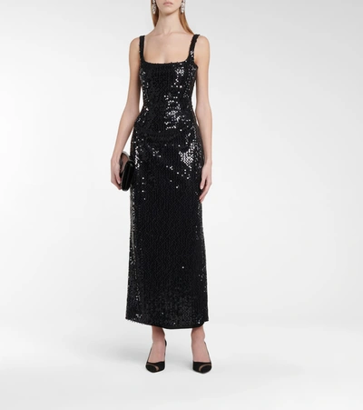 Shop Emilia Wickstead Bassett Sequined Sheath Dress In Black