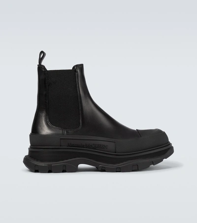 Shop Alexander Mcqueen Tread Slick Leather Chelsea Boots In Black