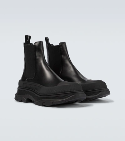 Shop Alexander Mcqueen Tread Slick Leather Chelsea Boots In Black