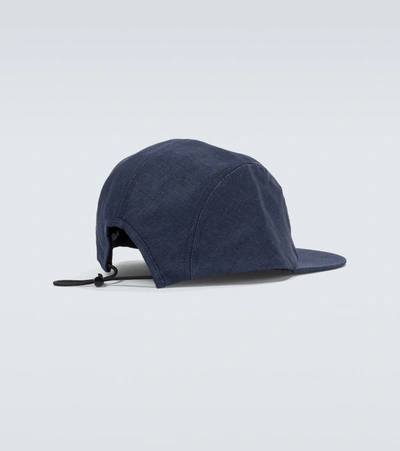 Shop Acne Studios Crunn Face Denim Baseball Cap In Blue