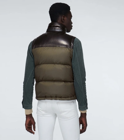 Shop Tom Ford Nylon And Leather Down-filled Gilet In Green
