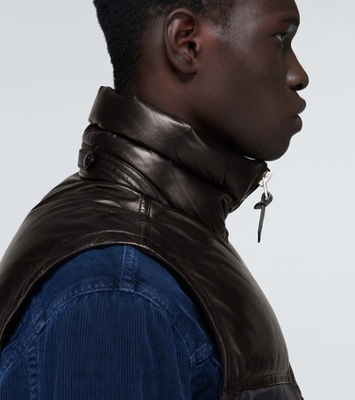 Shop Tom Ford Nylon And Leather Down-filled Gilet In Blue