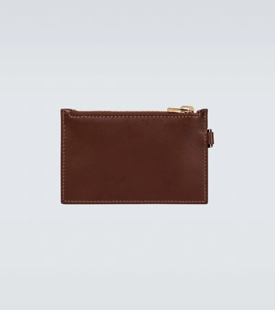 Shop Tom Ford Leather Wallet With Neck Strap In Brown