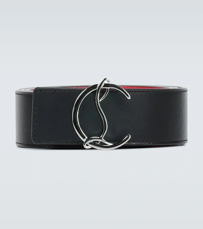 Shop Christian Louboutin Cl Logo Leather Belt In Red