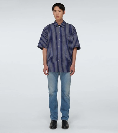 Shop Balenciaga Short-sleeved Striped Shirt In Blue