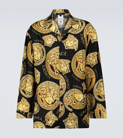 Shop Versace Medusa Amplified Silk Twill Shirt In Multicoloured