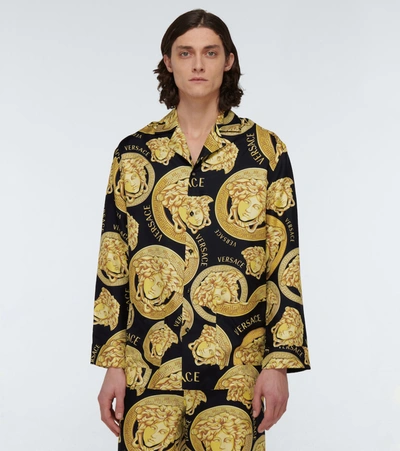 Shop Versace Medusa Amplified Silk Twill Shirt In Multicoloured