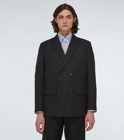 Shop Valentino Double-breasted Blazer In Black