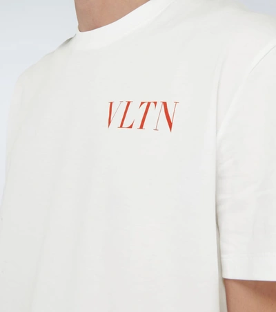 Shop Valentino Vltn Short-sleeved Cotton T-shirt In White