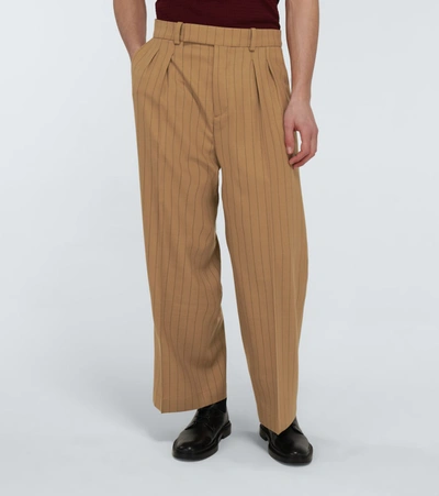Shop Nanushka Dima Striped Tailored Pants In Beige
