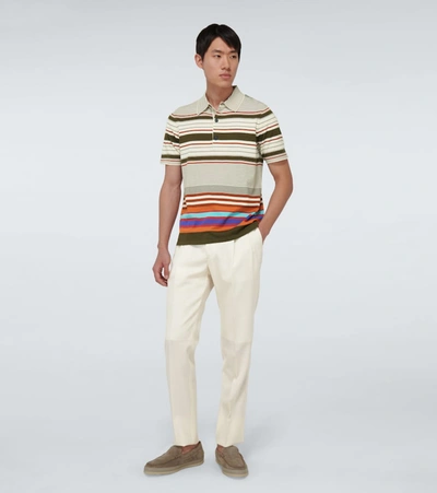 Shop Missoni Striped Knitted Cotton Polo Shirt In Multicoloured