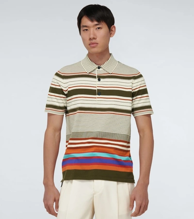 Shop Missoni Striped Knitted Cotton Polo Shirt In Multicoloured