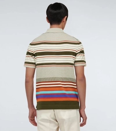 Shop Missoni Striped Knitted Cotton Polo Shirt In Multicoloured