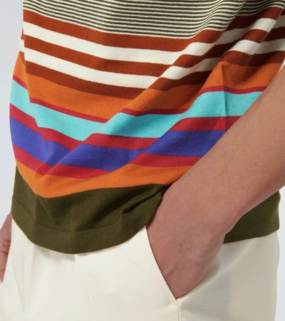 Shop Missoni Striped Knitted Cotton Polo Shirt In Multicoloured