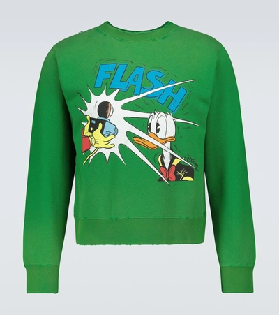 Shop Gucci Disney X  Donald Duck© Cropped Sweatshirt In Green